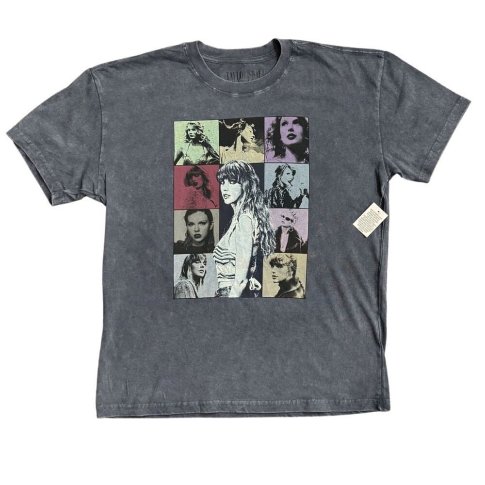 NWT Taylor Swift THE ERAS TOUR T-Shirt sz Large Mineral Wash Gray Tee RARE MERCH